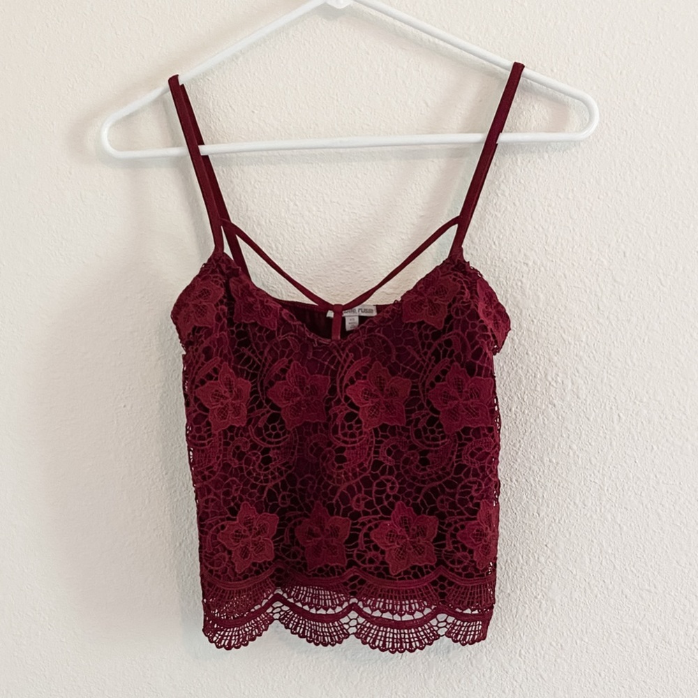 Maroon Lace Charlotte Russe Crop Top